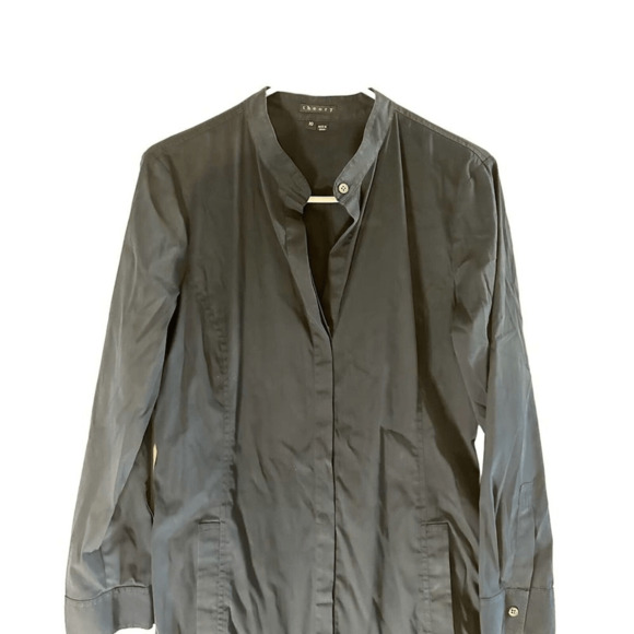 THEORY Elisca Wealth Navy Shirt Dress Woman Size 10 - Picture 5 of 12